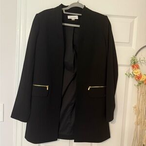Calvin Klein Women's Elegant Black Blazer with Gold Accents
